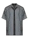 Versace Pattern-printed Short-sleeved Shirt In Gray