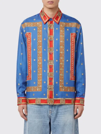 Versace Shirt Men Color Red In Blue