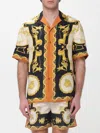 Versace Printed Silk Twill Regular Shirt In Black