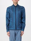 Versace Informal Shirt Silk Twill Fabric Barocco 92 Print Shirts Blue In Blue