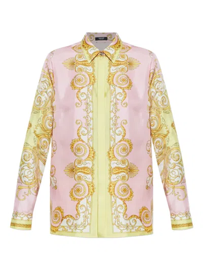 Versace Baroque-inspired Silk And Nylon Long-sleeved Top In Animal Print
