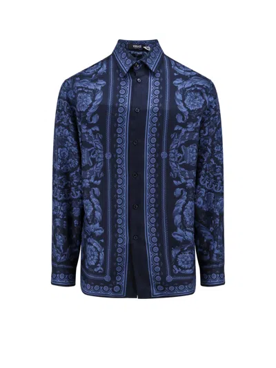 Versace Shirt In Navy Blue