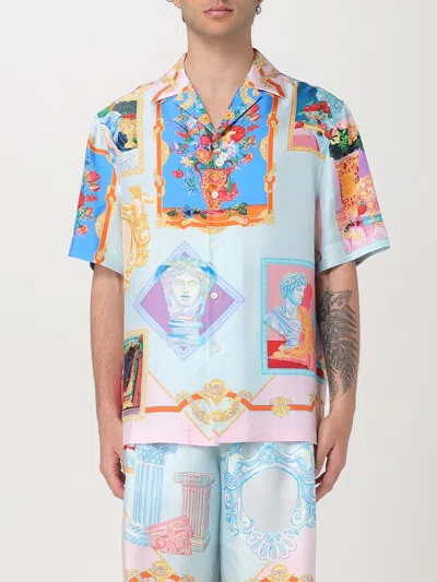 VERSACE SHIRT VERSACE MEN COLOR GNAWED BLUE,427338011
