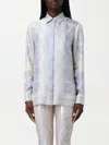 Versace Women's Printed Silk Shirt In Silver