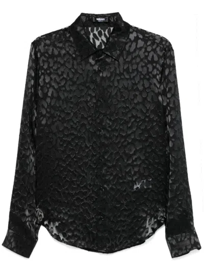 Versace Shirt With Animal Print In Black  