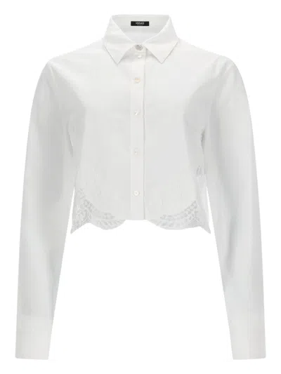 Versace Shirt With Lace Inserts In White