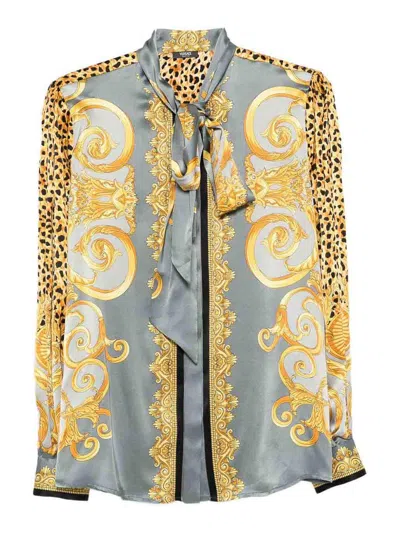 VERSACE SHIRT WITH LAVALLIRE COLLAR