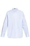 Versace Long-sleeved Striped Buttoned Shirt In Azure
