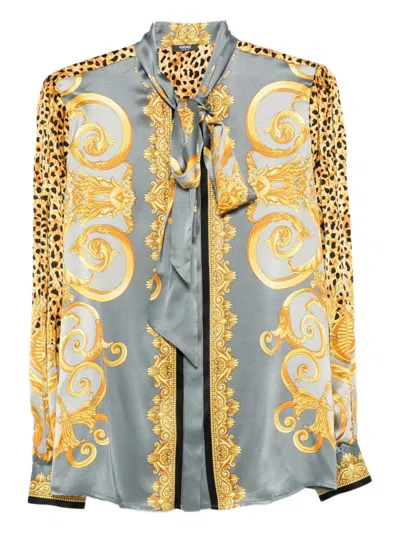 Versace Shirt With Scarf In Multi