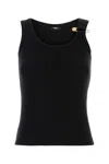 Versace Safety Pin Ribbed Tank Top In Burgundy