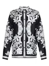 Versace Baroque Pattern Structured Collar Long Sleeves Shirt In Black