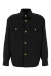 Versace Gabardine Shirt With Chest Pockets And Cuffed Sleeves In Black
