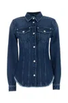 Versace Shirt Denim R Washed Medium Blue With Frayed Edge In Blue