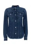 Versace Shirt Denim R Washed Medium Blue With Frayed Edge In Blue