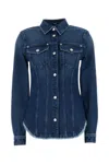 Versace Shirt Denim R Washed Medium Blue With Frayed Edge In Blue