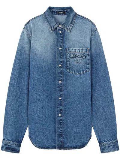 Versace Denim Shirt In Blue