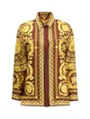 Versace Bordeaux Silk Pattern Shirt In Brown
