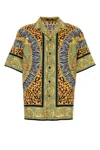 Versace Wild Cats Camp-collar Printed Silk-twill Shirt In Green