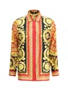 Versace Baroque Print Long Sleeve Collared Top In Multi
