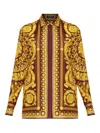 Versace Bordeaux Silk Pattern Shirt In Multi