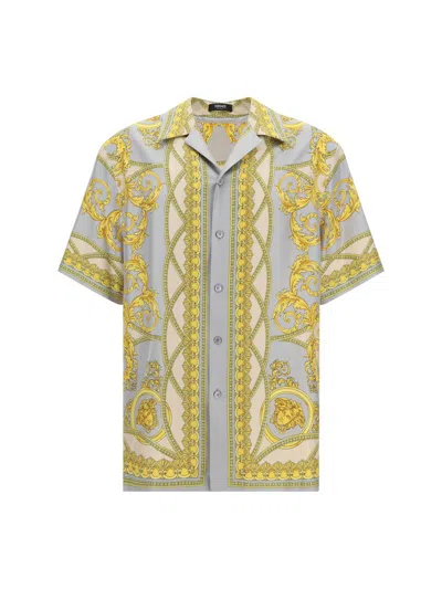 Versace Barocco Print Silk Shirt In Multicolour