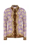 Versace Poppies Print Crinkled Crepe Button-up Shirt In Printed