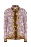 Versace Poppies Print Crinkled Crepe Button-up Shirt In Printed