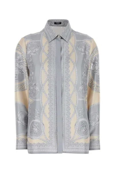 Versace Shirts In Silvergreychampagne