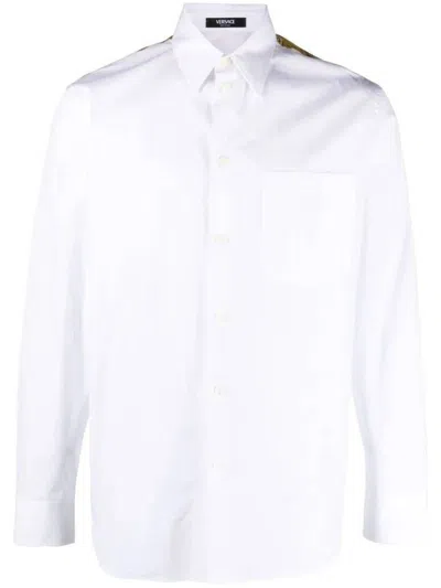 Versace Barocco-panel Cotton Shirt In White