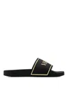 Versace Black Sandals With Logo Printed On The Front In Black