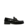 Versace Medusa Crocodile-embossed Leather Loafers In Black