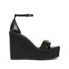 Versace Black Wedges With High Heel And Medusa Detail On The Front In Leather Woman In Black