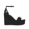 Versace Black Wedges With High Heel And Medusa Detail On The Front In Leather Woman In Black