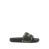 Versace Logo-embossed Slides In Black