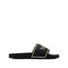 Versace Black Sandals With Logo Printed On The Front In Black