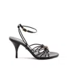 Versace Nappa Leather Sandals Strappy Design Ankle Strap In Black