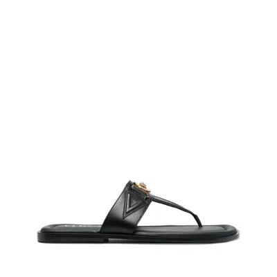 Versace Leather Slides In Black