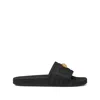 Versace Black Sandals With Medusa Plaque On The Front In Tech Fabric Man In Black