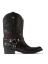 Versace Sylvester Leather Texan Boots In Brown