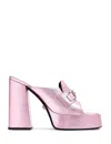 Versace Metallic Leather Flat With Medusa Detail And Maxi Platform In Pink
