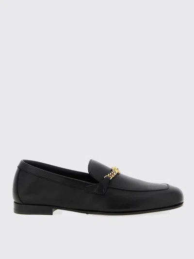 Versace Medusa Chain Leather Loafers In Nero-oro