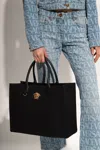 Versace Shopper Bag With Logo In Black