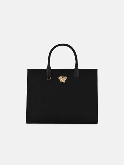 Versace 'shopping Medusa' Black Cotton Bag