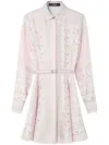 Versace Barocco Chain Pattern Mini Shirt Dress In Pink & Purple