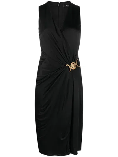 VERSACE SHORT JERSEY DRAPED DRESS