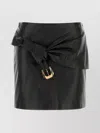 Versace Short Leather Skirt With Belt And Buckle In Black