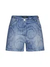 Versace Asymmetric Denim Skirt In Medium Blue