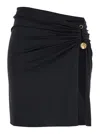 Versace Black Skirt With Pin Detail With Logo And Side Slit In Tech Fabric Stretch Woman In Black