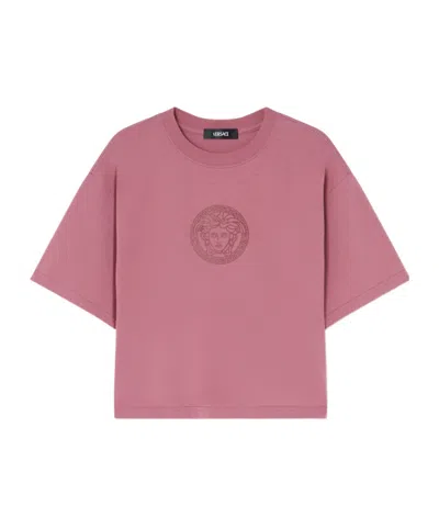 Versace Short Short-sleeved T-shirt In Pink