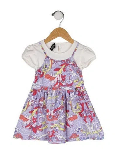 Pre-owned Versace Babies' Short Sleeve All Over Print Dress In Multi